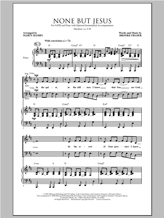 Marty Hamby None But Jesus sheet music notes and chords. Download Printable PDF.