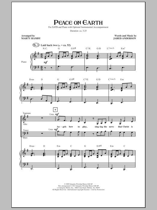 Marty Hamby Peace On Earth sheet music notes and chords. Download Printable PDF.