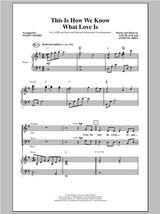 Learn to play Marty Hamby This Is How We Know What Love Is sheet music for SATB Choir in minutes. Price: 3.9900$ Marty Hamby This Is How We Know What Love Is sheet music notes and chords arranged for SATB Choir