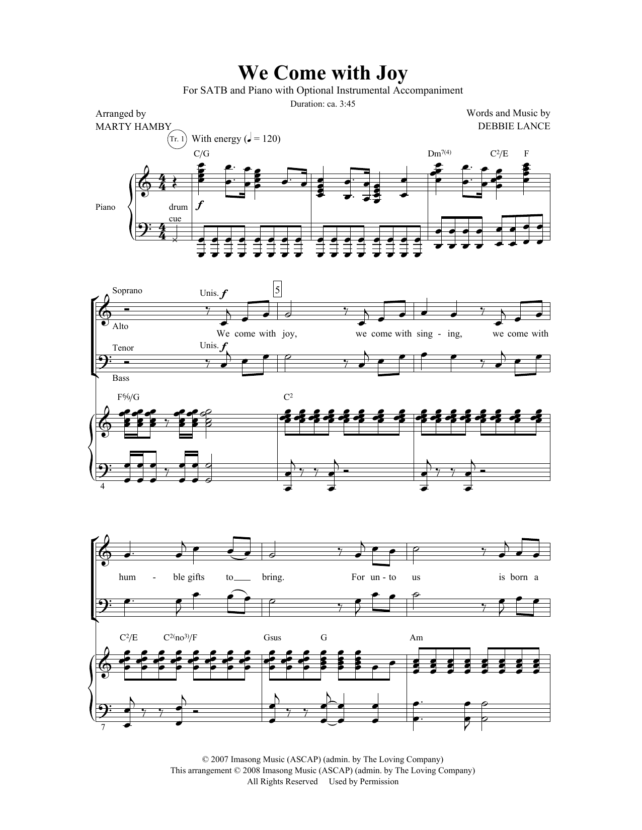 Debbie Lance We Come With Joy (arr. Marty Hamby) sheet music notes and chords arranged for SATB Choir