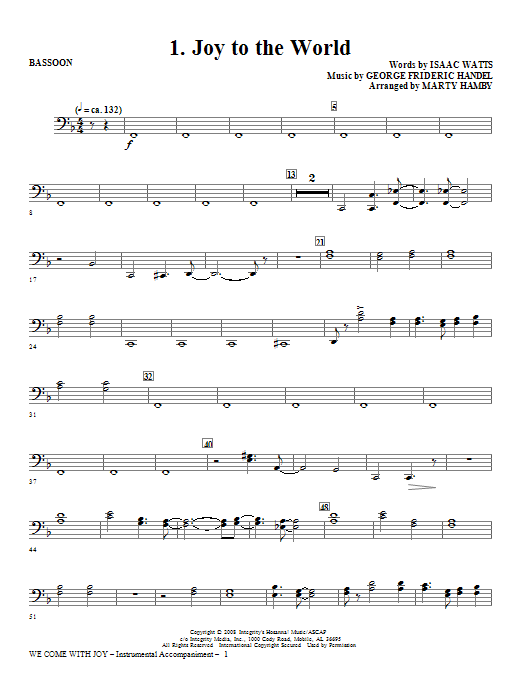Learn to play Marty Hamby We Come With Joy Orchestration - Bassoon sheet music for Choir Instrumental Pak in minutes. Price: 26.9700$ Marty Hamby We Come With Joy Orchestration - Bassoon sheet music notes and chords arranged for Choir Instrumental Pak