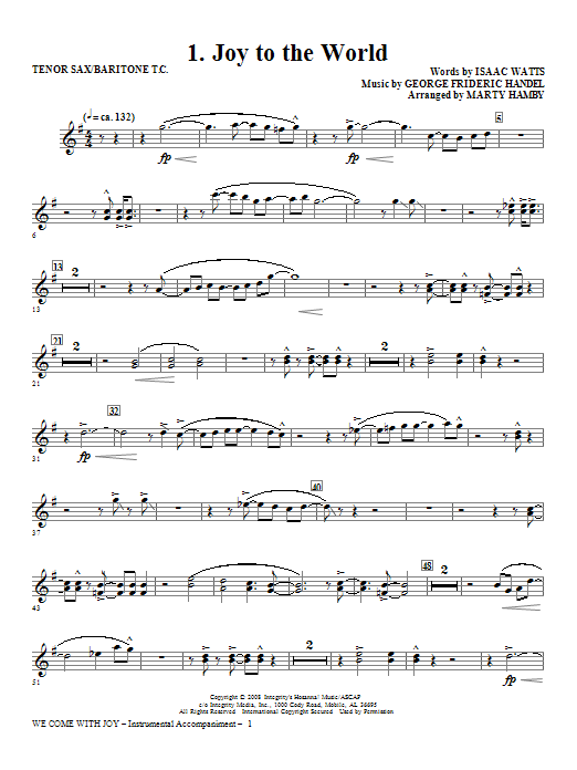 Learn to play Marty Hamby We Come With Joy Orchestration - Bb Tenor Sax/Bar. TC (Trb 1,2) sheet music for Choir Instrumental Pak in minutes. Price: 26.9700$ Marty Hamby We Come With Joy Orchestration - Bb Tenor Sax/Bar. TC (Trb 1,2) sheet music notes and chords arranged for Choir Instrumental Pak