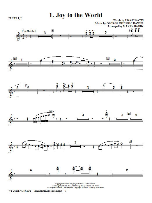 Learn to play Marty Hamby We Come With Joy Orchestration - Flute 1 & 2 sheet music for Choir Instrumental Pak in minutes. Price: 26.9700$ Marty Hamby We Come With Joy Orchestration - Flute 1 & 2 sheet music notes and chords arranged for Choir Instrumental Pak