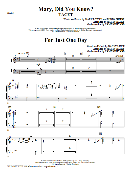 Learn to play Marty Hamby We Come With Joy Orchestration - Harp sheet music for Choir Instrumental Pak in minutes. Price: 26.9700$ Marty Hamby We Come With Joy Orchestration - Harp sheet music notes and chords arranged for Choir Instrumental Pak