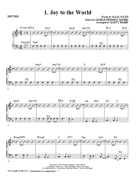 Learn to play Marty Hamby We Come With Joy Orchestration - Rhythm sheet music for Choir Instrumental Pak in minutes. Price: 26.9700$ Marty Hamby We Come With Joy Orchestration - Rhythm sheet music notes and chords arranged for Choir Instrumental Pak