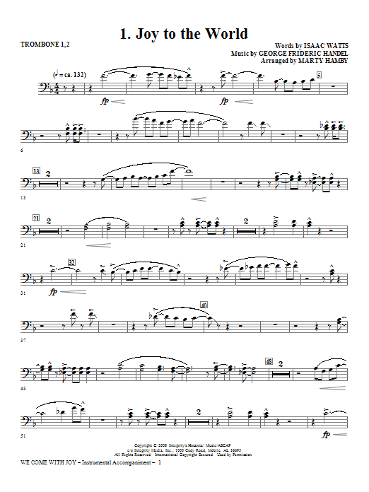 Learn to play Marty Hamby We Come With Joy Orchestration - Trombone 1 & 2 sheet music for Choir Instrumental Pak in minutes. Price: 26.9700$ Marty Hamby We Come With Joy Orchestration - Trombone 1 & 2 sheet music notes and chords arranged for Choir Instrumental Pak