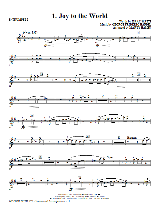 Learn to play Marty Hamby We Come With Joy Orchestration - Trumpet 1 sheet music for Choir Instrumental Pak in minutes. Price: 26.9700$ Marty Hamby We Come With Joy Orchestration - Trumpet 1 sheet music notes and chords arranged for Choir Instrumental Pak