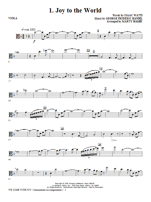 Learn to play Marty Hamby We Come With Joy Orchestration - Viola sheet music for Choir Instrumental Pak in minutes. Price: 26.9700$ Marty Hamby We Come With Joy Orchestration - Viola sheet music notes and chords arranged for Choir Instrumental Pak