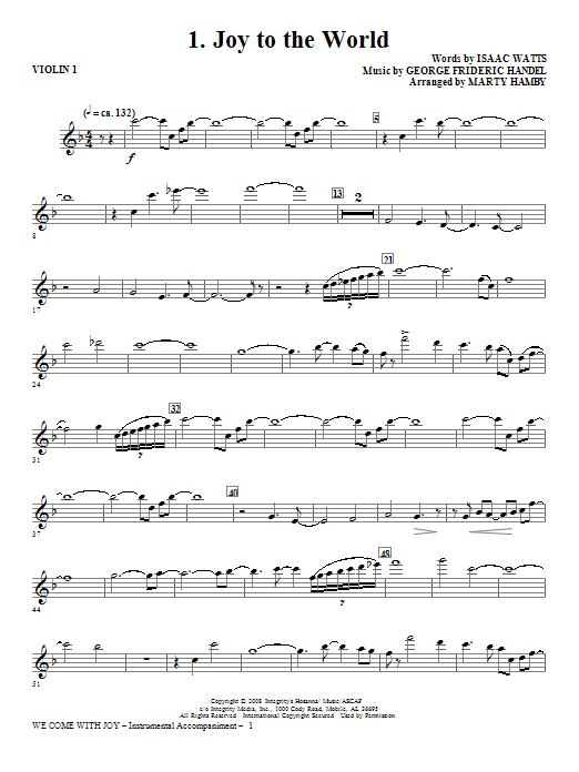 Learn to play Marty Hamby We Come With Joy Orchestration - Violin 1 sheet music for Choir Instrumental Pak in minutes. Price: 26.9700$ Marty Hamby We Come With Joy Orchestration - Violin 1 sheet music notes and chords arranged for Choir Instrumental Pak