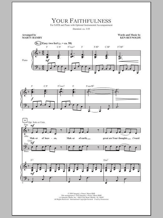 Marty Hamby Your Faithfulness sheet music notes and chords. Download Printable PDF.