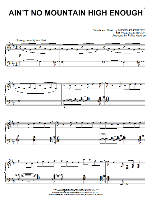 Marvin Gaye & Tammi Terrell Ain't No Mountain High Enough sheet music notes and chords - Download Printable PDF and start playing in minutes.