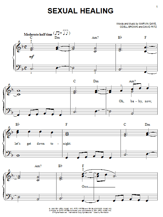 Marvin Gaye Sexual Healing sheet music notes and chords. Download Printable PDF.