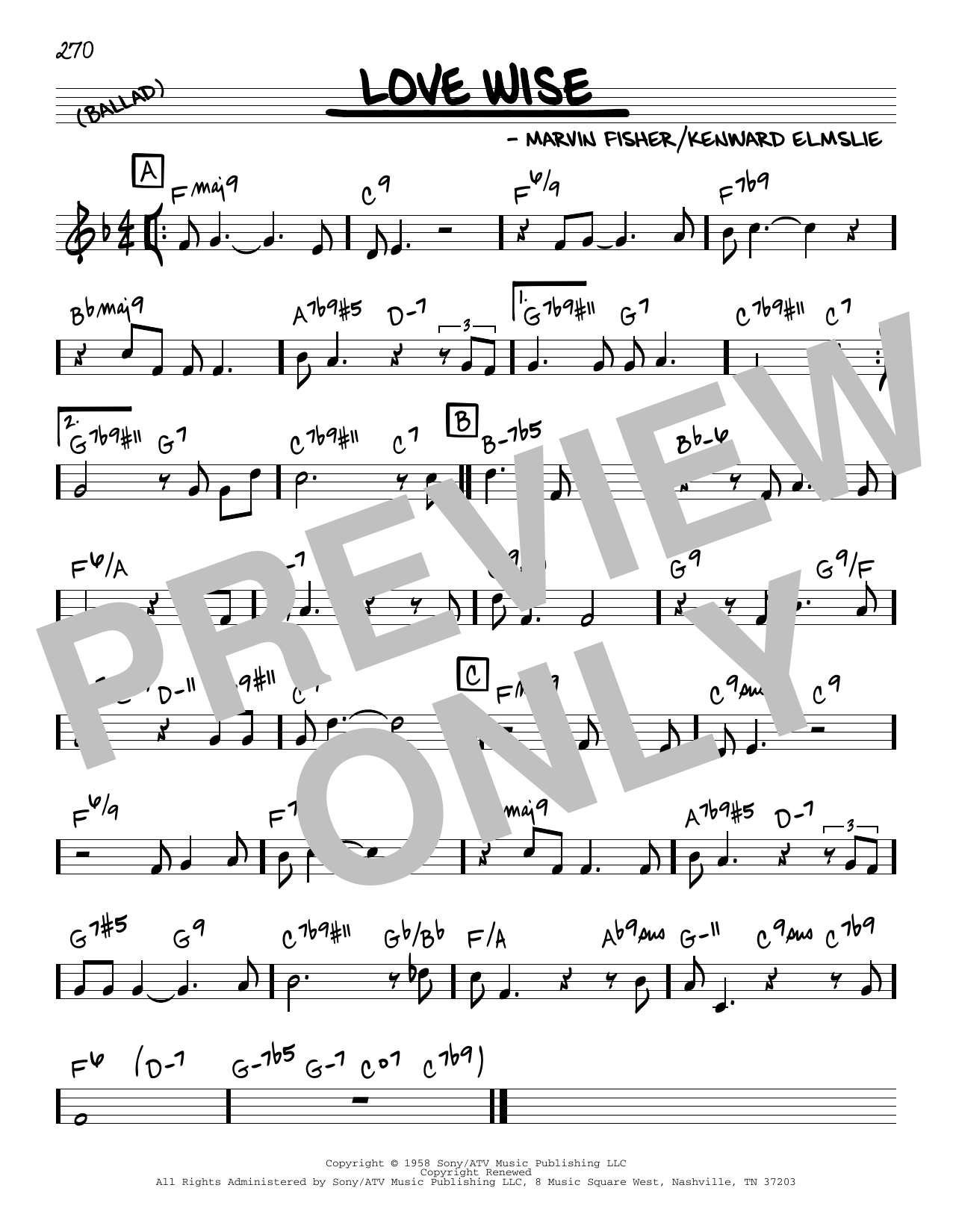 Marvin Fisher Love Wise sheet music notes and chords. Download Printable PDF.