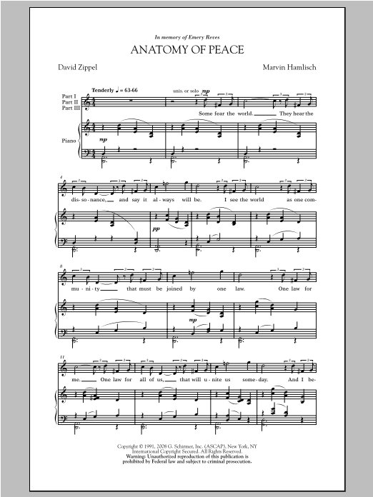 Marvin Hamlisch Anatomy Of Peace sheet music notes and chords. Download Printable PDF.