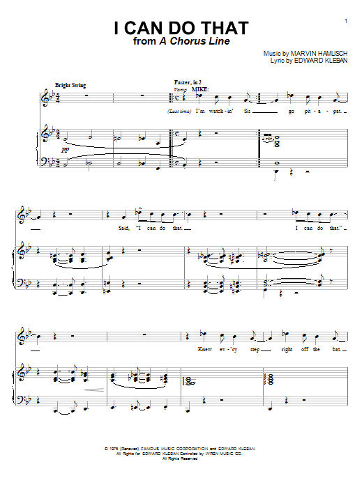 Learn to play Marvin Hamlisch I Can Do That sheet music for Lead Sheet / Fake Book in minutes. Price: 5.9900$ Marvin Hamlisch I Can Do That sheet music notes and chords arranged for Lead Sheet / Fake Book