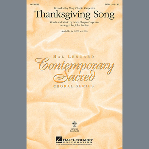 Mary Chapin Carpenter Thanksgiving Song (arr. John Purifoy) Profile Image
