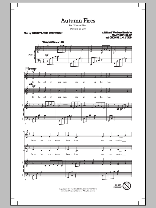 Mary Donnelly Autumn Fires sheet music notes and chords. Download Printable PDF.