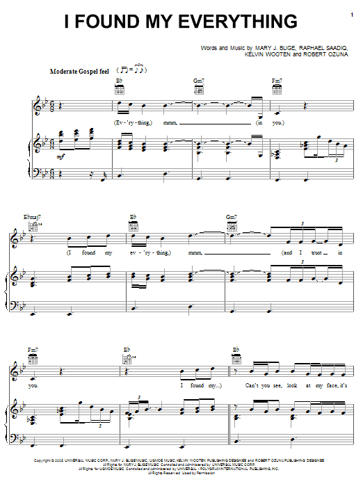 Mary J Blige I Found My Everything Sheet Music Pdf Notes Chords Pop Score Piano Vocal Guitar Right Hand Melody Download Printable Sku 57447