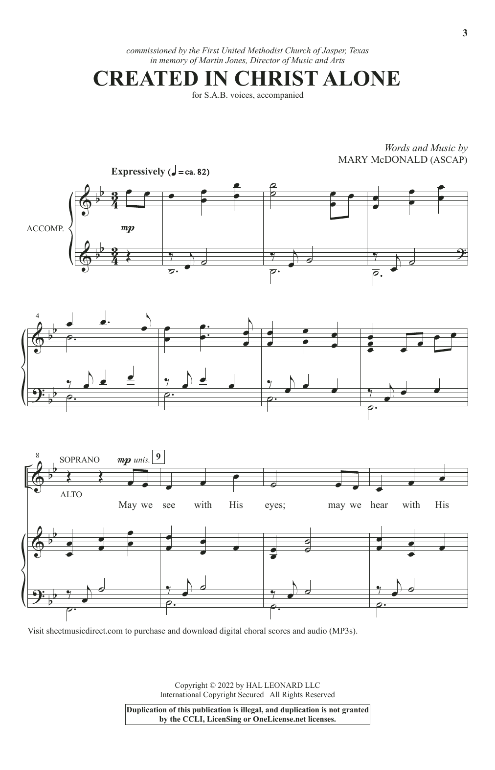 Learn to play Mary McDonald Created In Christ Alone sheet music for SAB Choir in minutes. Price: 3.9900$ Mary McDonald Created In Christ Alone sheet music notes and chords arranged for SAB Choir