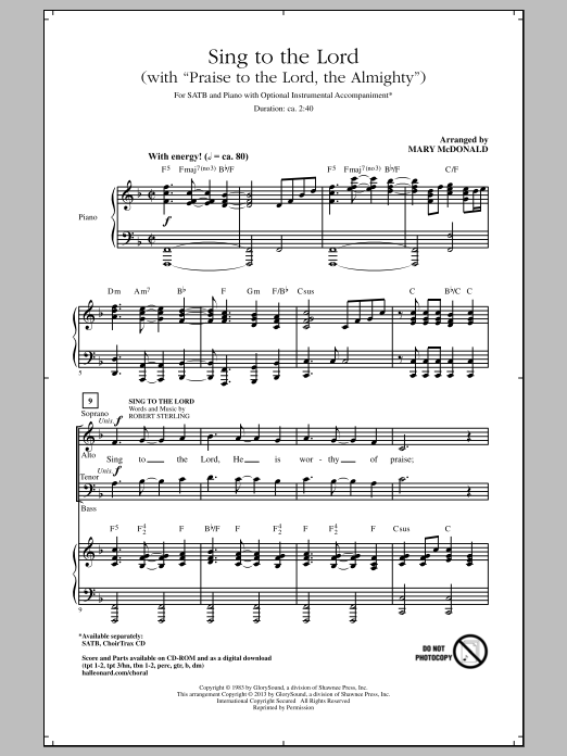 Learn to play Mary McDonald Praise To The Lord, The Almighty sheet music for SATB Choir in minutes. Mary McDonald Praise To The Lord, The Almighty sheet music notes and chords. Download Printable PDF.