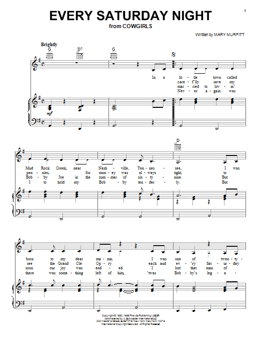 Mary Murfitt Every Saturday Night sheet music notes and chords. Download Printable PDF.