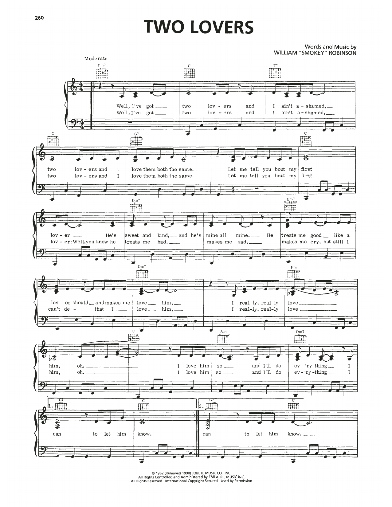 Mary Wells Two Lovers sheet music notes and chords. Download Printable PDF.