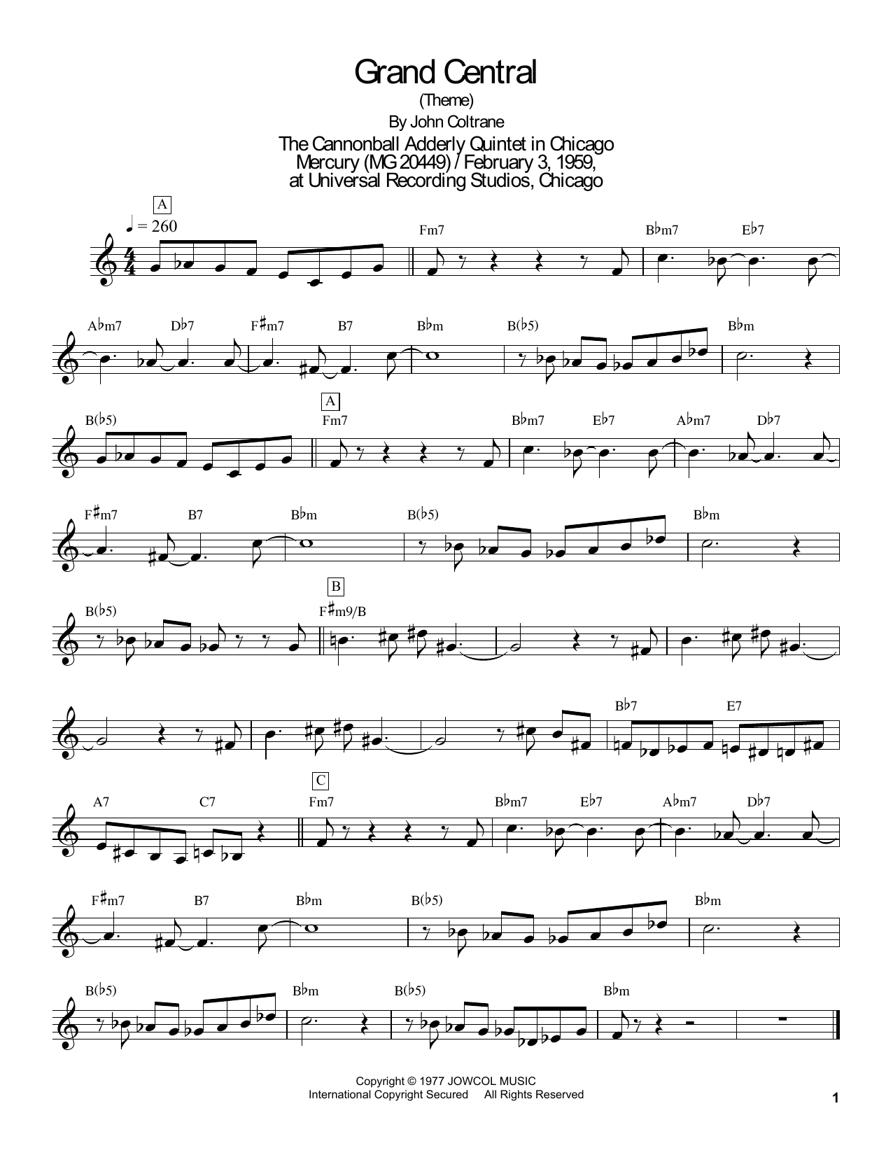 Masaya Yamaguchi Grand Central sheet music notes and chords. Download Printable PDF.