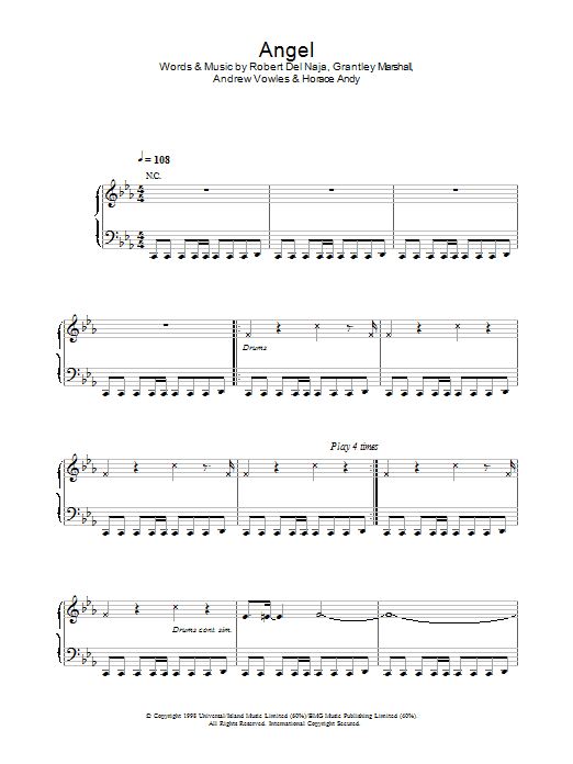 Massive Attack Angel sheet music notes and chords. Download Printable PDF.