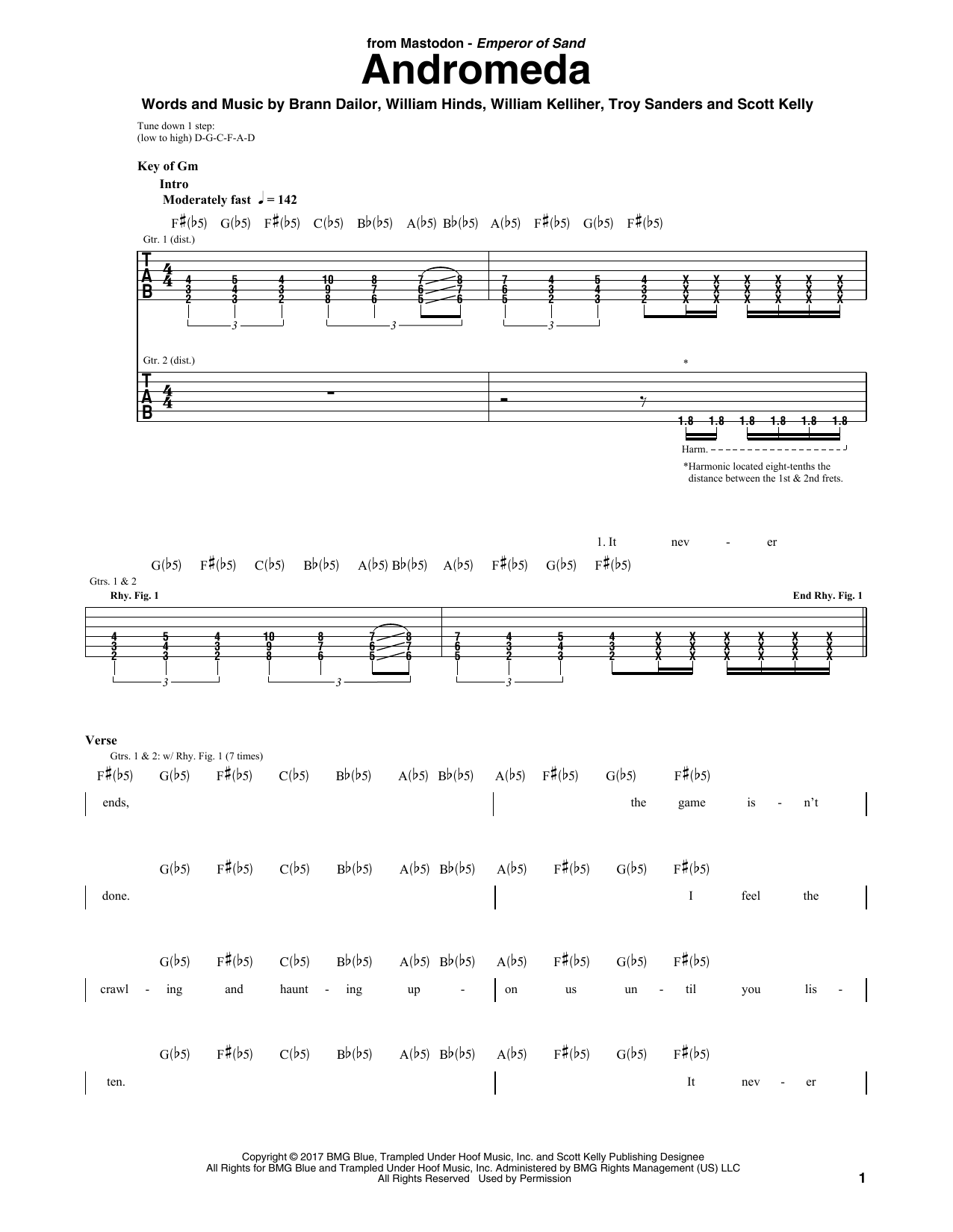 Mastodon Andromeda sheet music notes and chords. Download Printable PDF.