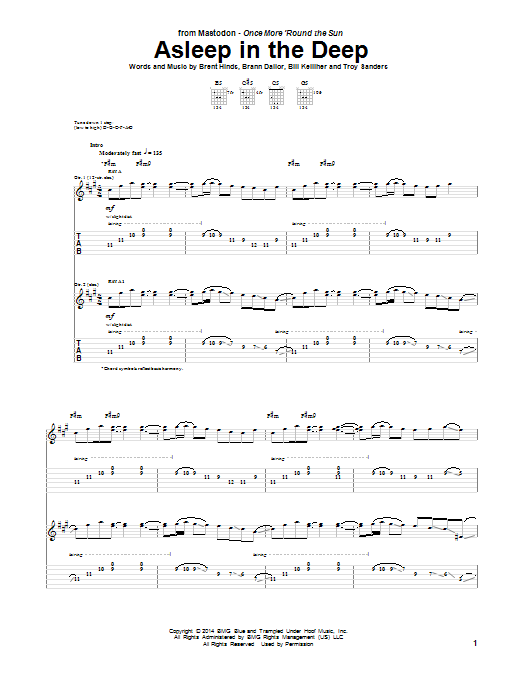 Mastodon Asleep In The Deep sheet music notes and chords. Download Printable PDF.