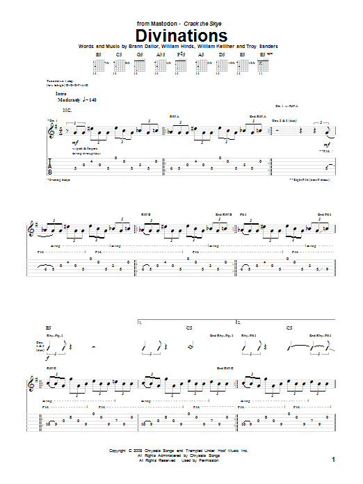 Learn to play Mastodon Divinations sheet music for Bass Guitar Tab in minutes. Price: 7.8900$ Mastodon Divinations sheet music notes and chords arranged for Bass Guitar Tab