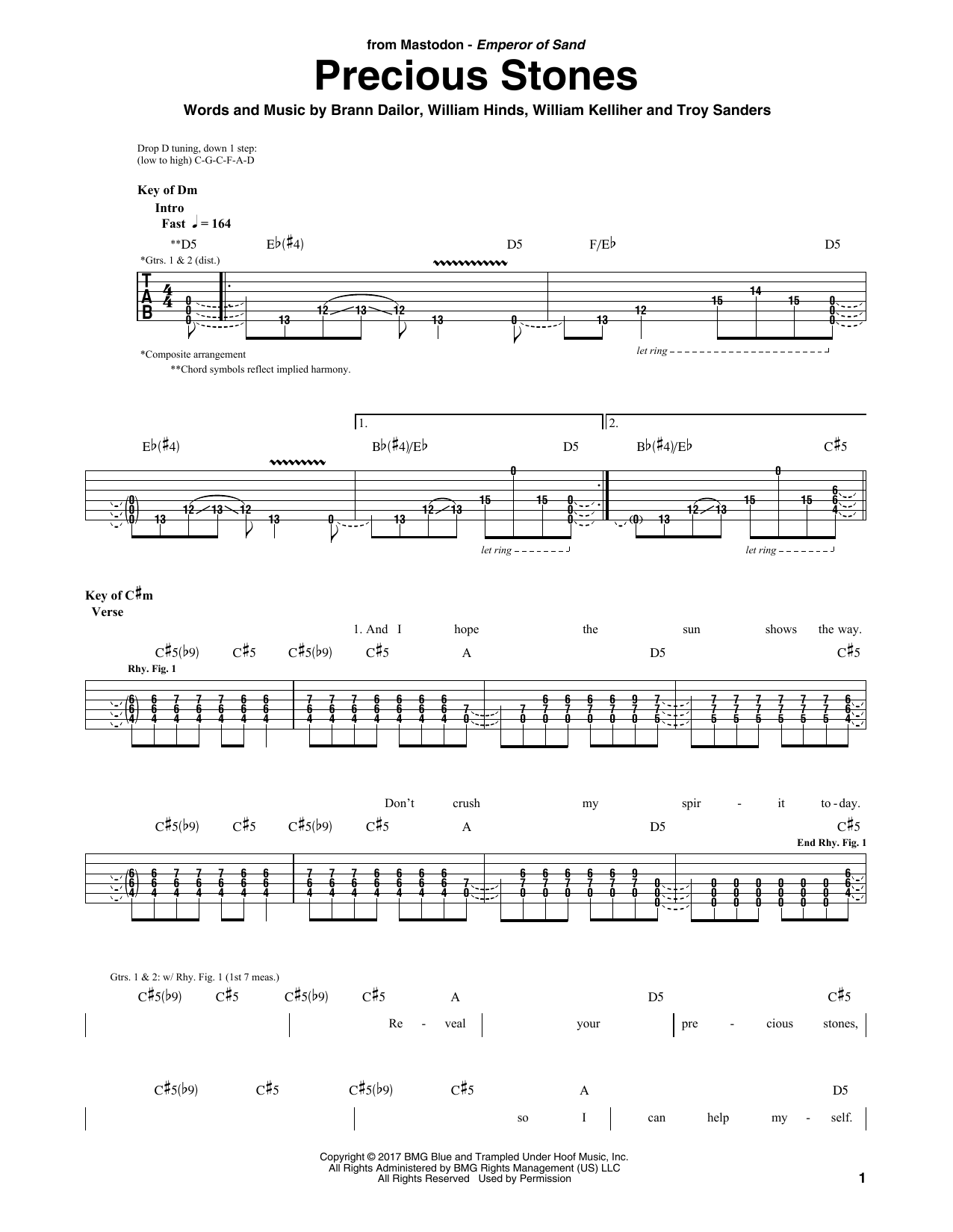 Mastodon Precious Stones sheet music notes and chords. Download Printable PDF.