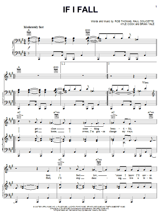 Matchbox Twenty If I Fall sheet music notes and chords. Download Printable PDF.