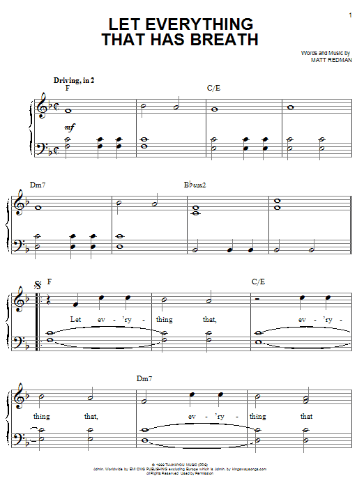 Matt Redman Let Everything That Has Breath sheet music notes and chords. Download Printable PDF.