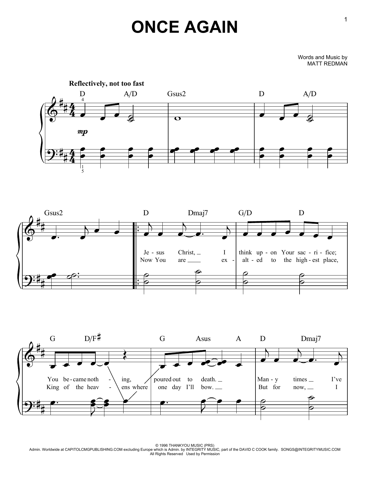 Matt Redman Once Again sheet music notes and chords. Download Printable PDF.