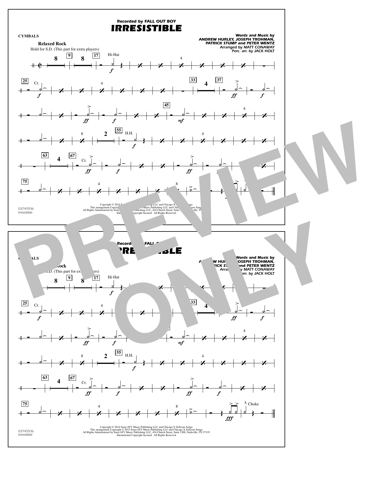 Matt Conaway Irresistible - Cymbals sheet music notes and chords. Download Printable PDF.