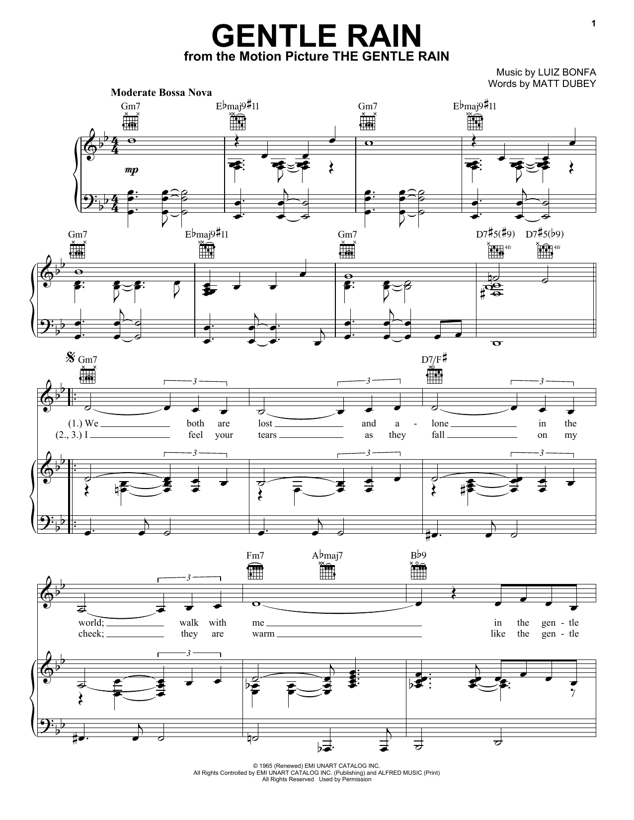 Matt Dubey Gentle Rain sheet music notes and chords. Download Printable PDF.