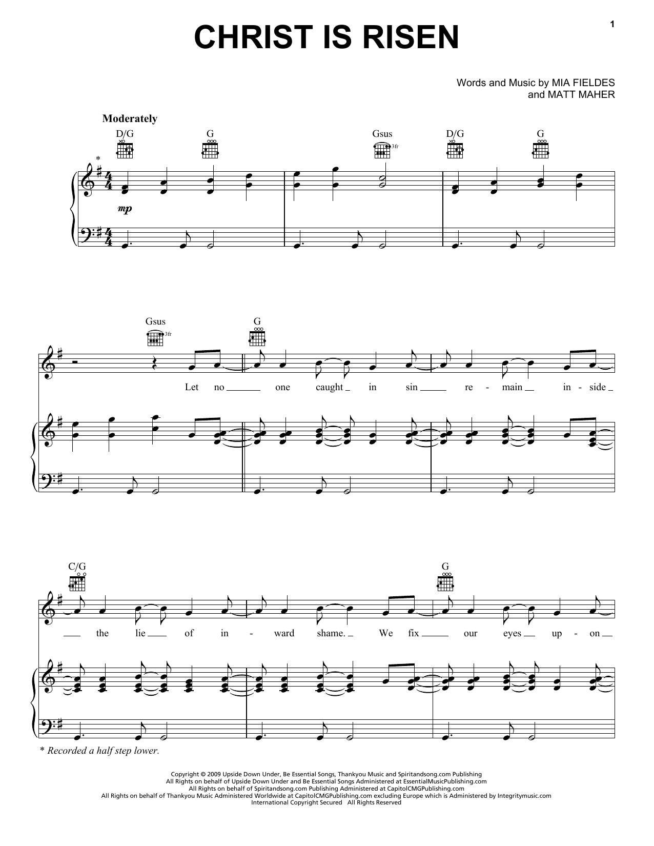 Matt Maher Christ Is Risen Sheet Music Pdf Notes Chords Christian Score Easy Piano Download Printable Sku 164518