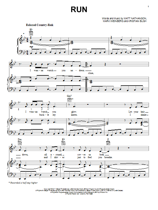 Matt Nathanson Run sheet music notes and chords. Download Printable PDF.