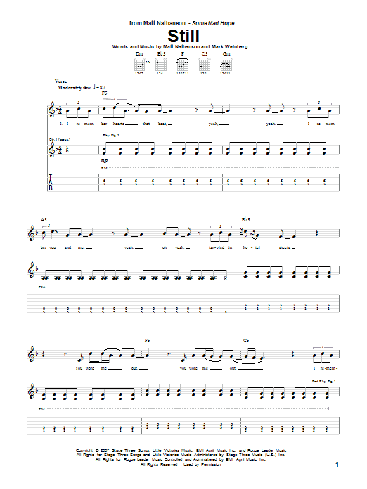 Matt Nathanson Still sheet music notes and chords. Download Printable PDF.