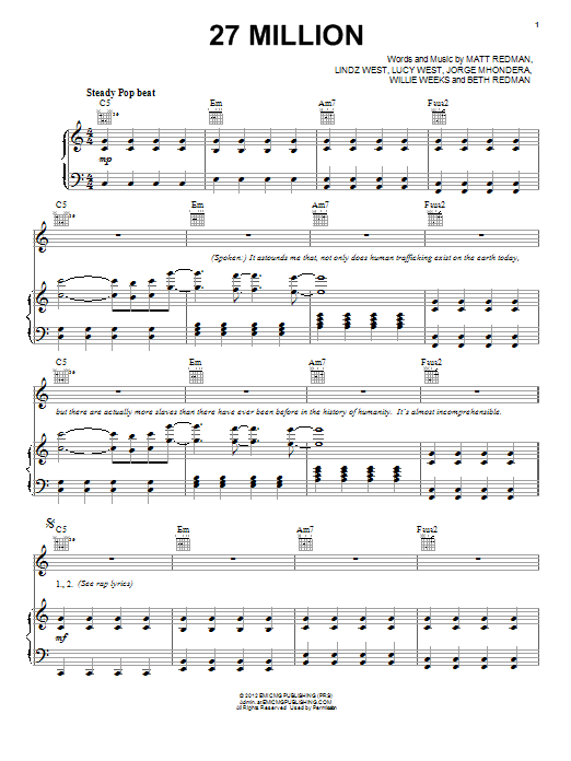 Matt Redman 27 Million sheet music notes and chords. Download Printable PDF.