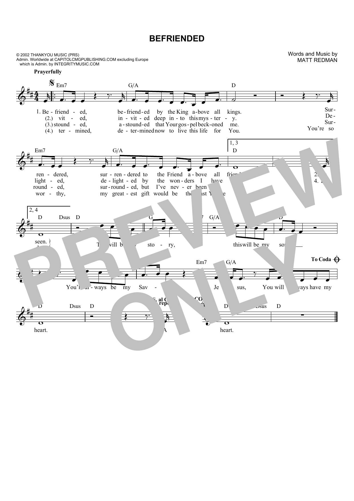 Matt Redman Befriended sheet music notes and chords. Download Printable PDF.