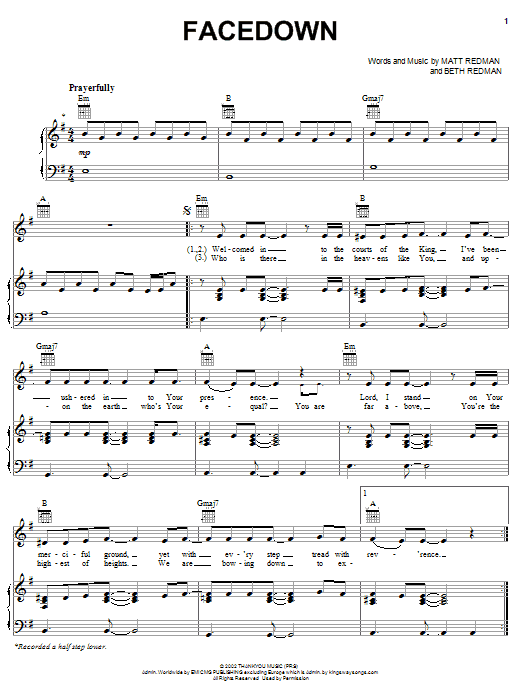 Matt Redman Facedown sheet music notes and chords. Download Printable PDF.