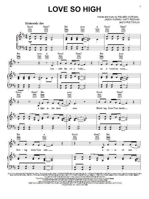 Matt Redman Love So High sheet music notes and chords. Download Printable PDF.