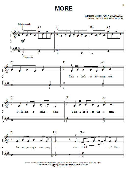 Matthew West More sheet music notes and chords. Download Printable PDF.