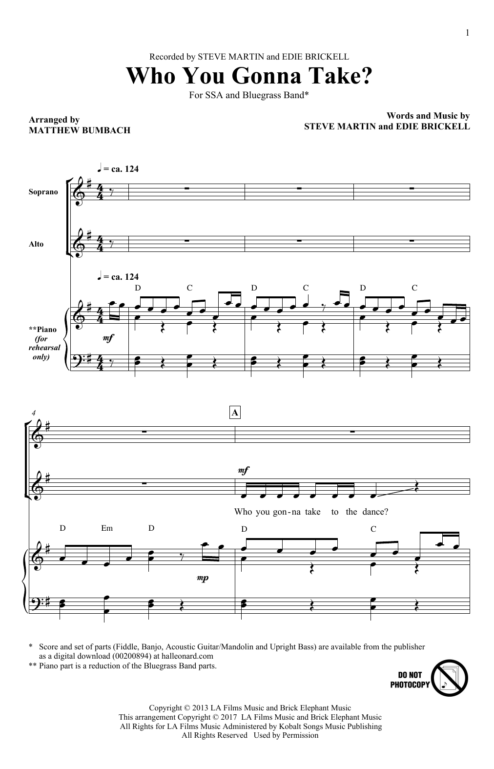 Learn to play Matthew Bumbach Who You Gonna Take? sheet music for SSA Choir in minutes. Price: 3.9900$ Matthew Bumbach Who You Gonna Take? sheet music notes and chords arranged for SSA Choir