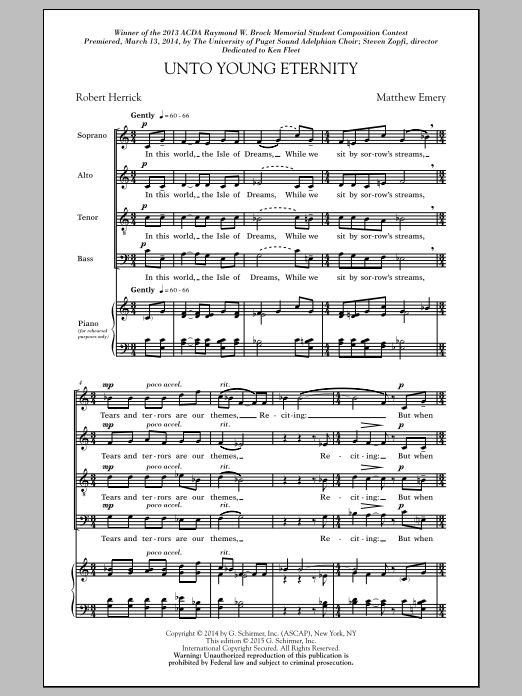 Matthew Emery Unto Young Eternity sheet music notes and chords. Download Printable PDF.