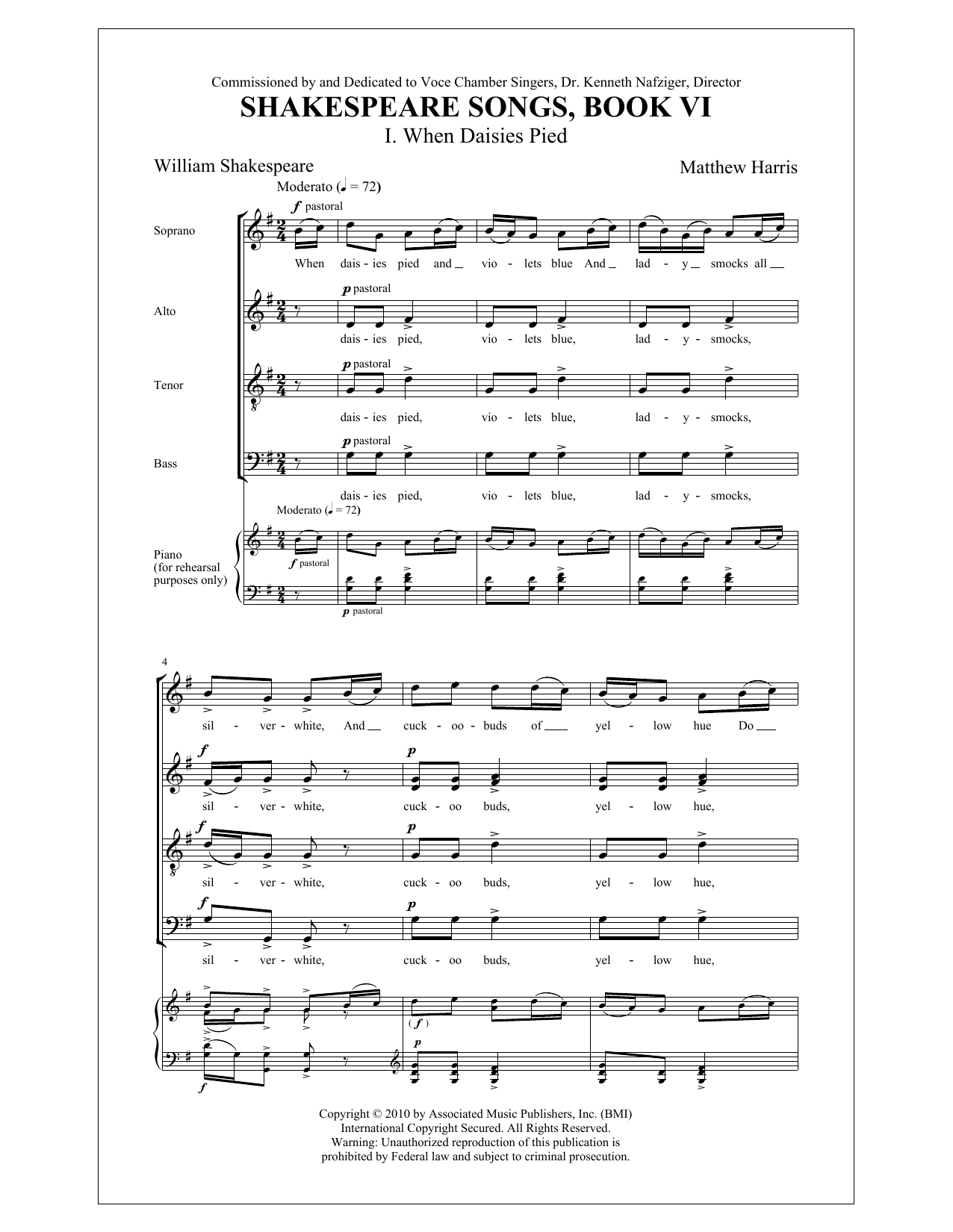 Matthew Harris When Daisies Pied sheet music notes and chords. Download Printable PDF.