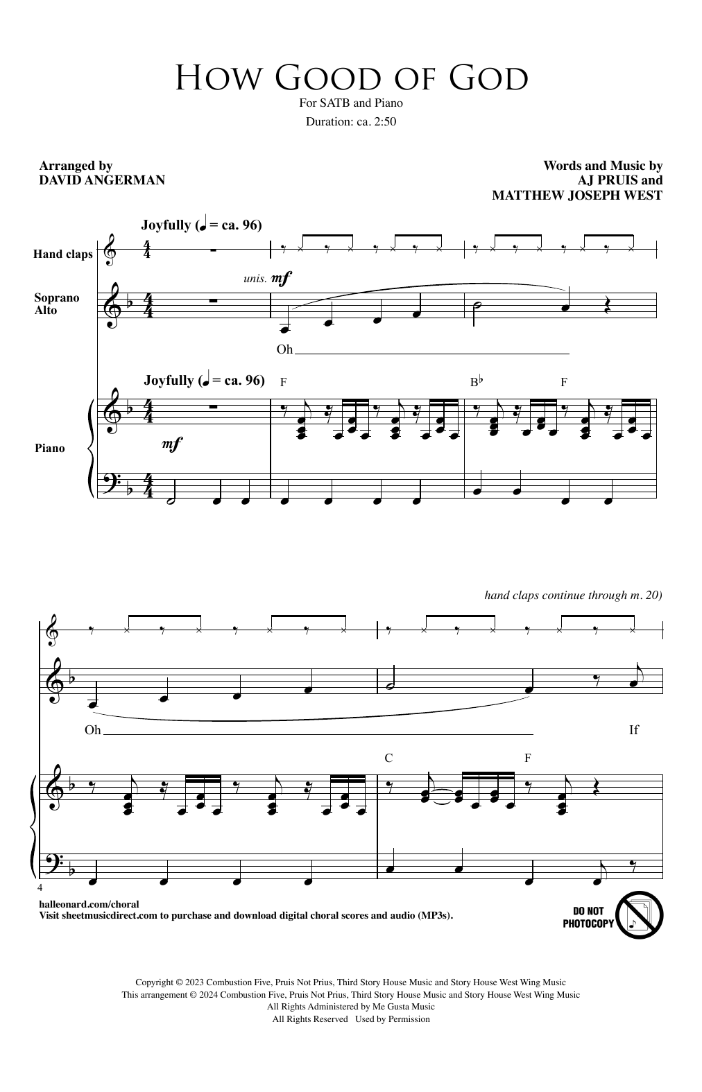 Learn to play Matthew West How Good Of God (arr. David Angerman) sheet music for SATB Choir in minutes. Price: 3.9900$ Matthew West How Good Of God (arr. David Angerman) sheet music notes and chords arranged for SATB Choir