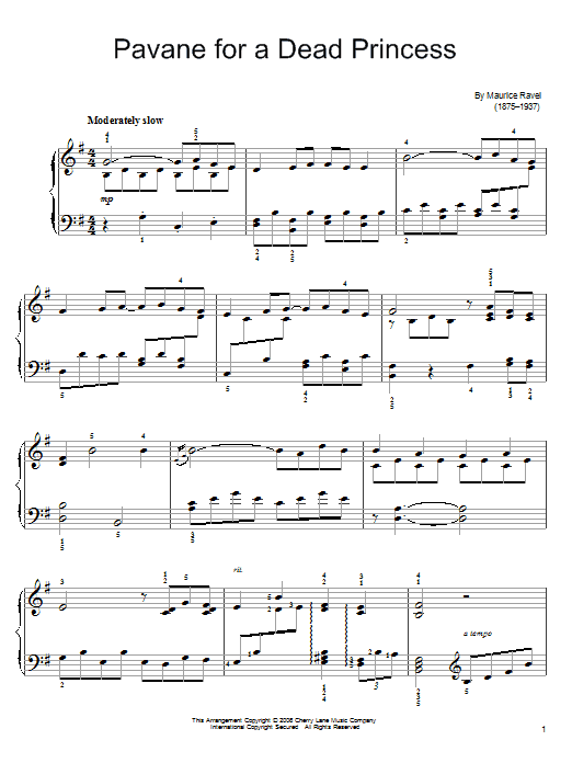 Maurice Ravel Pavane (For A Dead Princess) sheet music notes and chords. Download Printable PDF.